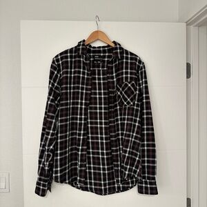 Brown and White Casual Button Down Shirt